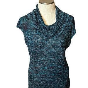 Jones New York Blue Cowl Neck Knit Sweater